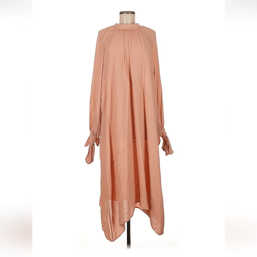 Zara Elegant Peach Long Sleeve Dress